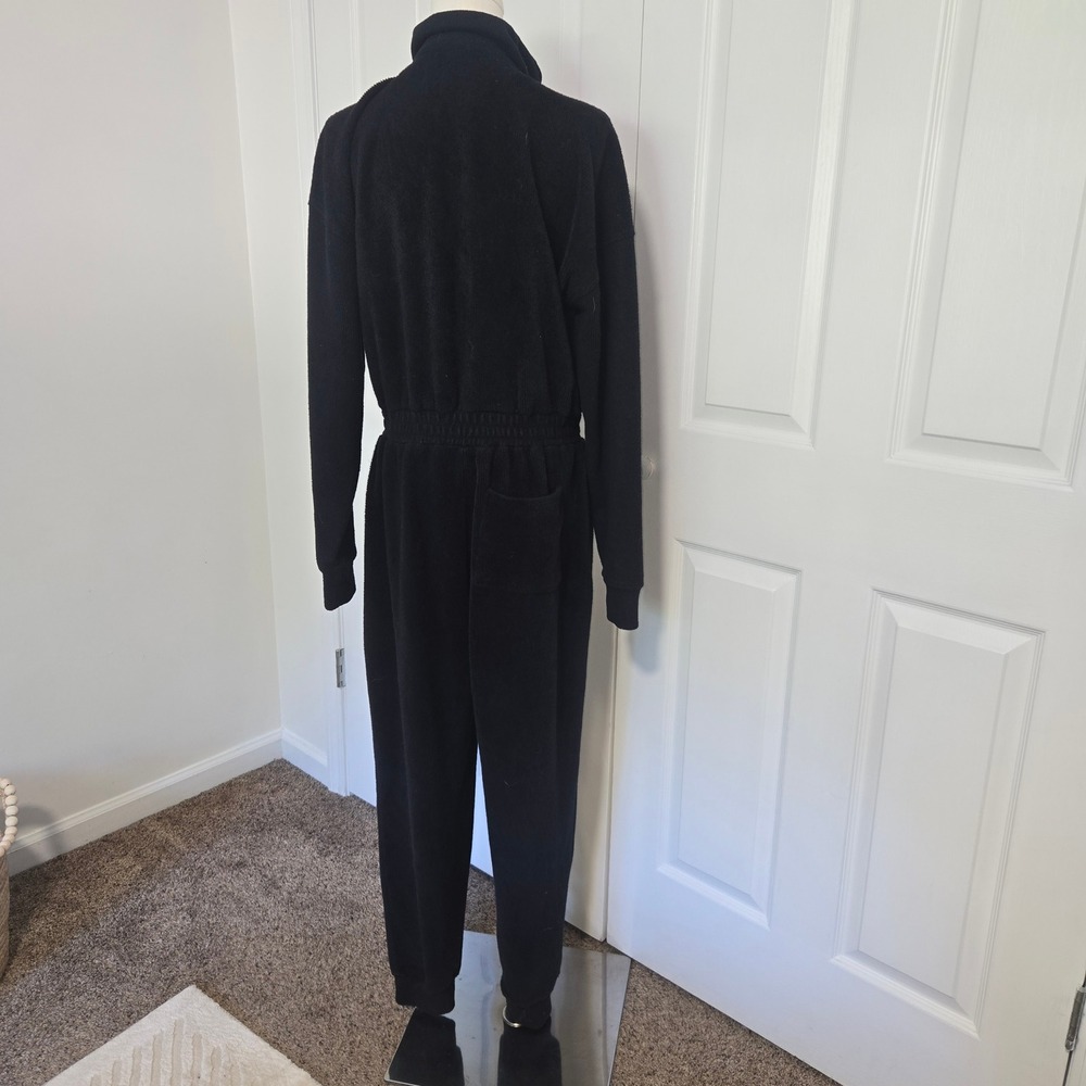 Fabletics Jumpsuit Womens XL Black Ribbed Full Zip Mock Neck Long Sleeve Jogger - Picture 2 of 8